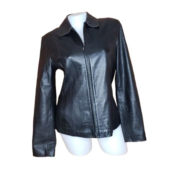 Sonoma Jackets & Blazers - SONOMA LAMBSKIN BLACK LEATHER JACKET SIZE MEDIUM